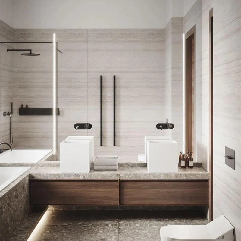 White Wood Marble Tiles for Bathroom 1