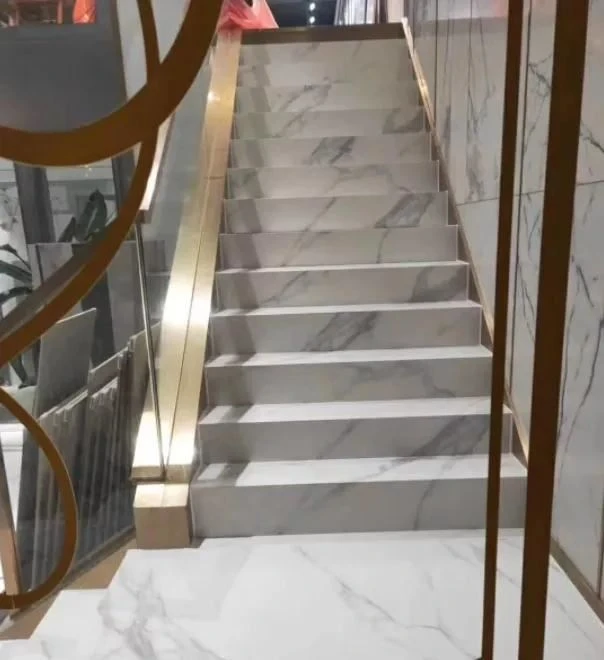 White sintered sintered stone staircase design 1