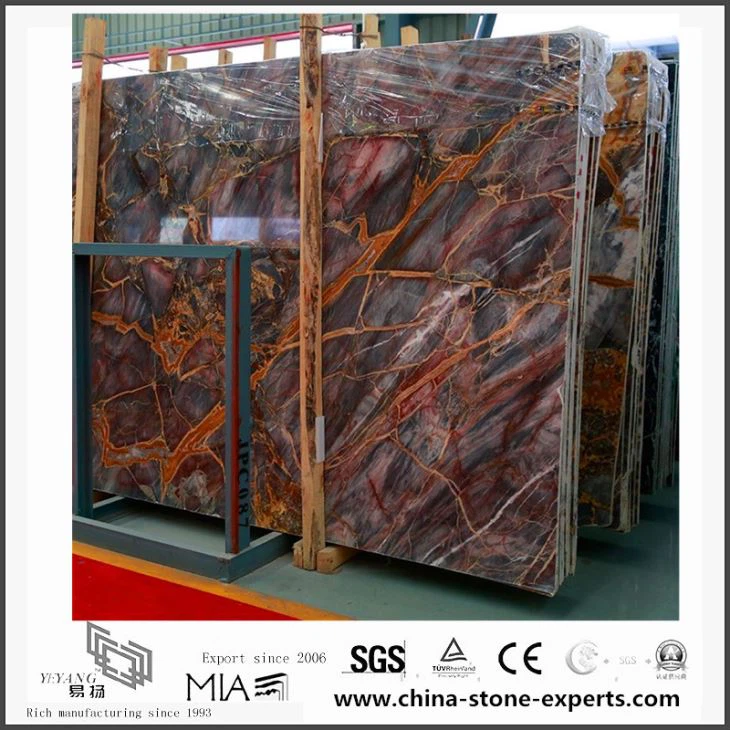 Agate लाल पत्थर संगमरमर रसोई Countertops और Ialand शीर्ष के लिए