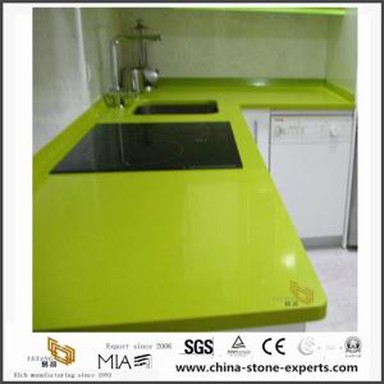 सस्ते शुद्ध हरे रंग क्वार्ट्ज पत्थर रसोई Countertops के विभिन्न प्रकार