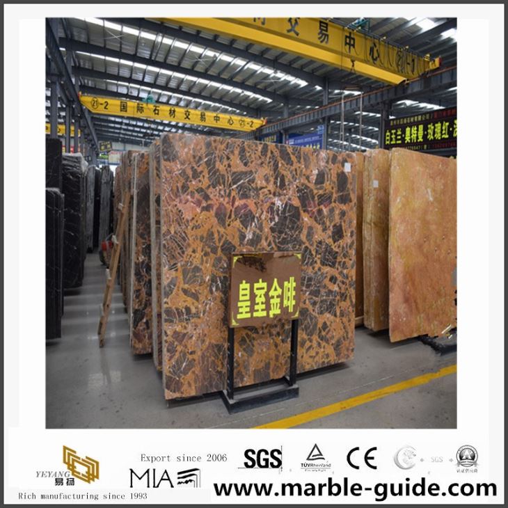 Royal Gold Coffee Marble Stone Slabs , China Yellow Marble